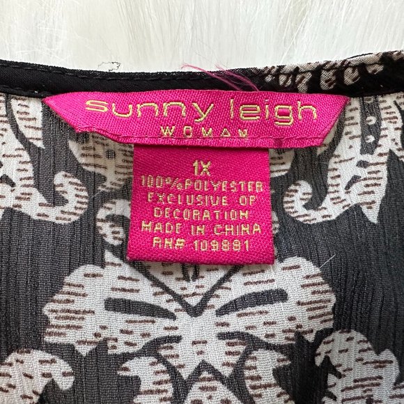 Sunny Leigh Tunic Cover Up Boho Beach Pool Flowy Black Gold Coins Resort Wear 1X - Picture 3 of 8